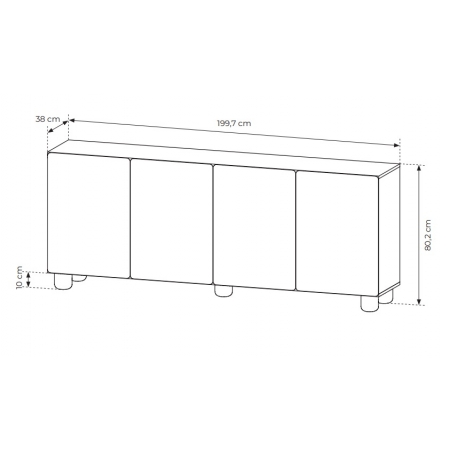 Komoda 200 cm 4-drzwiowa LUGO dąb vicenza